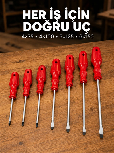 Manyetik Uçlu 7 Parça Tornavida Seti Düz ve Yıldız Tornavida