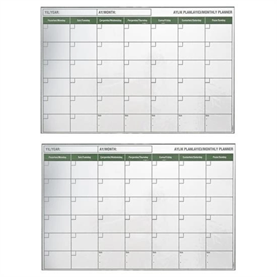 Manyetik Yapışkanlı Bir Aylık Program Planlayıcı Takvim 85x56 Cm Bx40