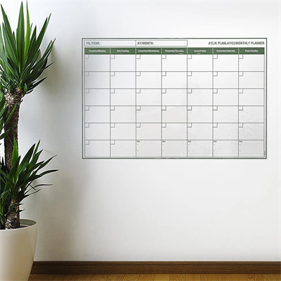 Manyetik Yapışkanlı Bir Aylık Program Planlayıcı Takvim 85x56 Cm Bx40