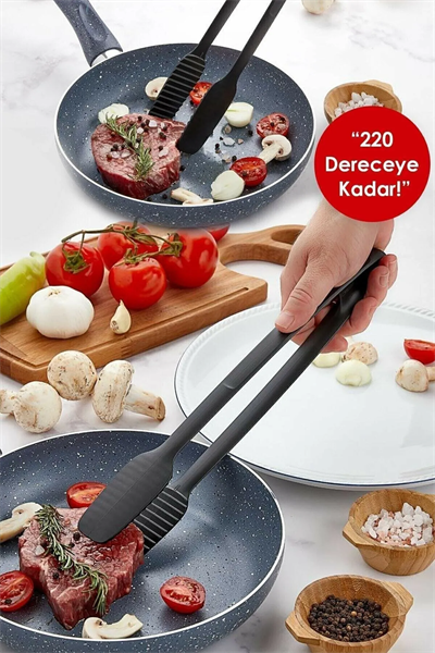 Maşa - 220 Dereceye Kadar Dayanıklı Yanmaz - Yapışmaz Plastik Izgara Maşası 30 Cm
