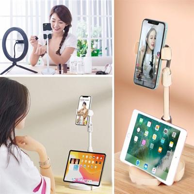 Masa Üstü Tablet ve Telefon Tutucu Plastik Aparat Beyaz Telefon Standı (3936)