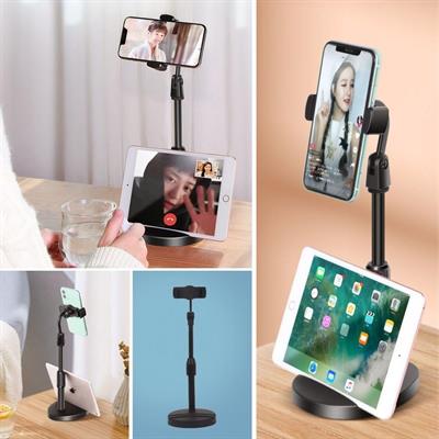 Masa Üstü Tablet ve Telefon Tutucu Plastik Aparat Siyah Telefon Standı (3936)