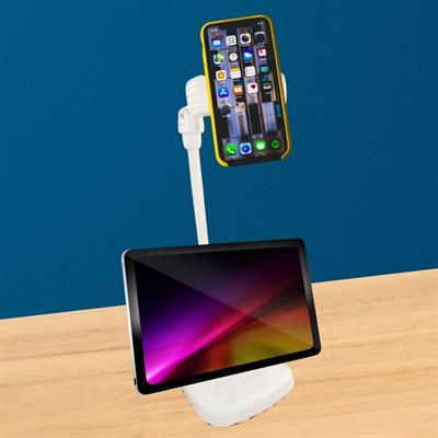 Masa Üstü Tablet ve Telefon Tutucu Plastik Aparat Beyaz Telefon Standı (3936)