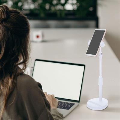 Masa Üstü Tablet ve Telefon Tutucu Plastik Aparat Beyaz Telefon Standı (3936)