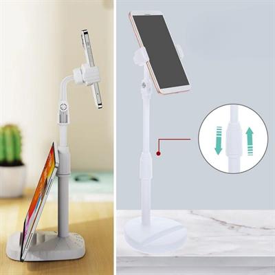Masa Üstü Tablet ve Telefon Tutucu Plastik Aparat Beyaz Telefon Standı (3936)