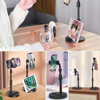 Masa Üstü Tablet ve Telefon Tutucu Plastik Aparat Siyah Telefon Standı (3936)