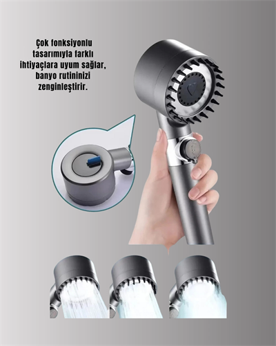 Masaj Fonksiyonlu Filtreli Duş Başlığı Dayanıklı Yapı
