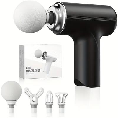 Masaj Tabancası Darbeli Titreşimli 4 Başlıklı Profesyonel Şarjlı Mini Masaj Aleti (3936)