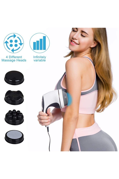 Masaj cihazı 4 başlıklı vücut masaj aleti elektrikli titreşimli ergonomik tasarım