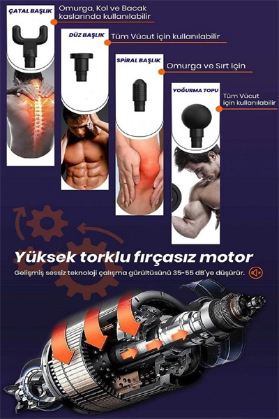 Masaj tabancası gri renk titreşimli kas gevşetici cihaz - Süpermarket - Sağlık Kategorisi