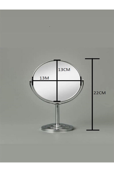 Masaüstü Ayaklı 360° Dönebilen Ev, Ofis, İşyeri, Seyahat İçin Mini Krom büyüteçli ayna 21x15