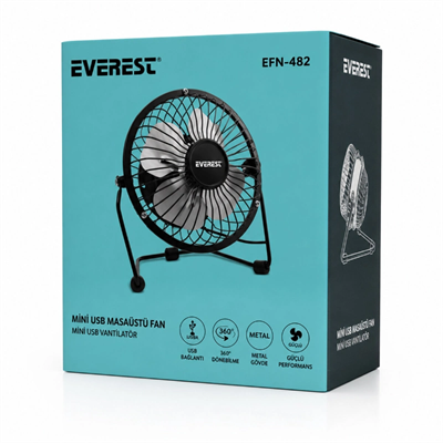 Masaüstü Mini USB Fan - Metal Gövdeli - Ultra Sessiz
