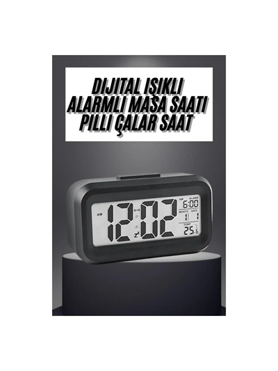 Masaüstü Saat Takvim Termometre Beyaz Siyah Bx40
