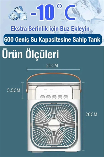 Masaüstü çok renkli 600ml 5 spreyli ışıklı vantilatör 2 yıl garantili - Elektronik