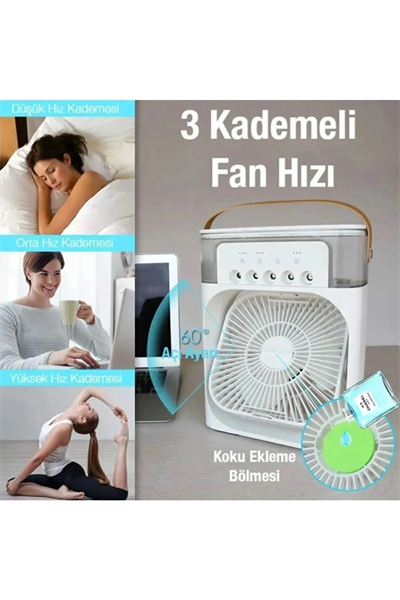 Masaüstü çok renkli 600ml 5 spreyli ışıklı vantilatör 2 yıl garantili - Elektronik