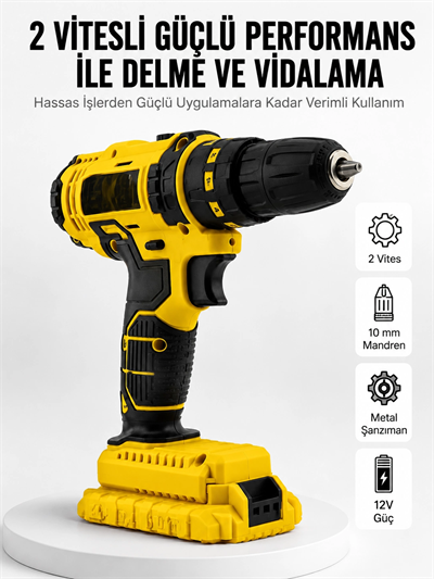Matkap Seti 24 Parça Çift Bataryalı Darbeli Led Işıklı Vidalama