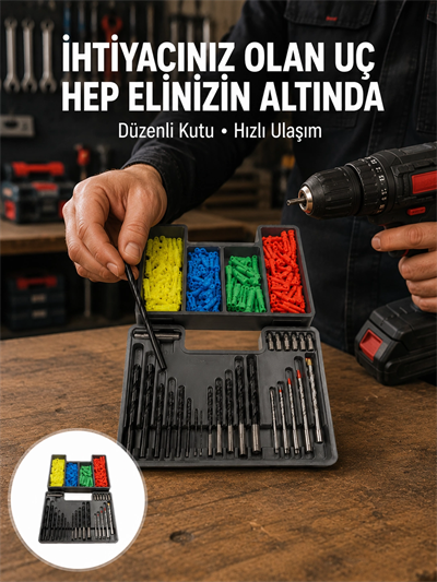 Matkap Ucu Seti 24 Parça Organizer Kutulu Ahşap Metal Beton Uyumlu Yeni Nesil