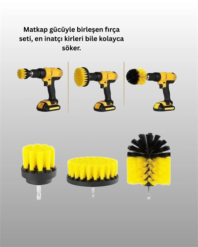 Matkap Uyumlu Temizlik Fırçası Seti 3’lü Çok Amaçlı