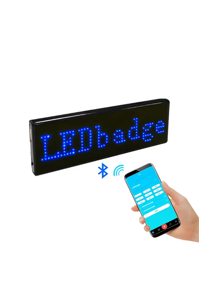 Matrix Kayan Led Yaka Rozeti Mobil Kontrollü Dijital Etiket 9×3cm