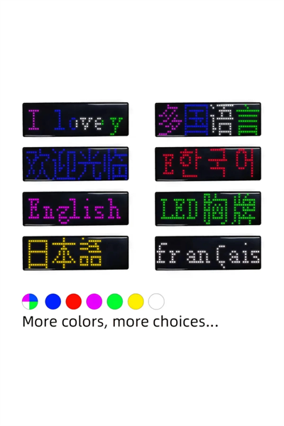 Matrix Kayan Led Yaka Rozeti Mobil Kontrollü Dijital Etiket 9×3cm