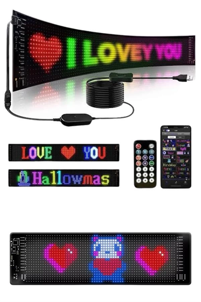 Matrix Led Cama Yapışan Telefon Kontrollü Panel Dijital Ekran Kumandalı