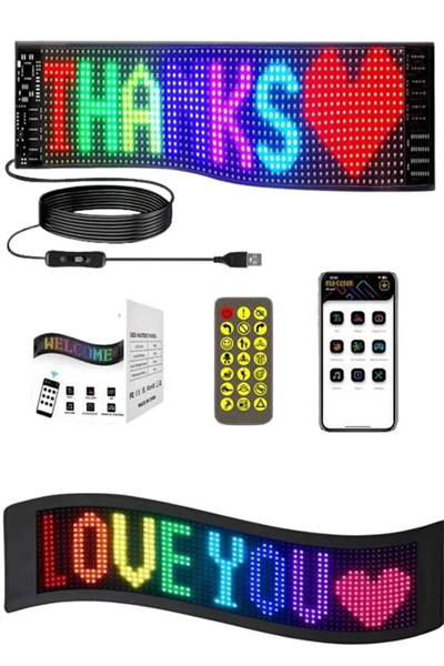 Matrix Led Cama Yapışan Telefon Kontrollü Panel Dijital Ekran Kumandalı