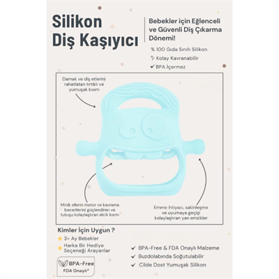 Mavi Bebek Silikon Diş Kaşıyıcı