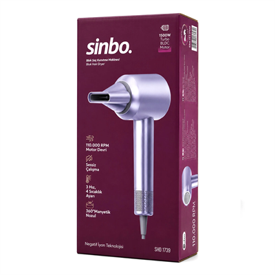 Mavi Bldc Turbo Motor Saç Kurutma - Şekil Makinesi 1500w 3-kdm.hız 4-kdm.ısıayar=sıcak-ılık-hafif-soğuk Shd-1739 Bx40