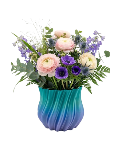 Mavi Degrade Kıvrımlı 3D Vazo Minimal Modern Ev Dekoru