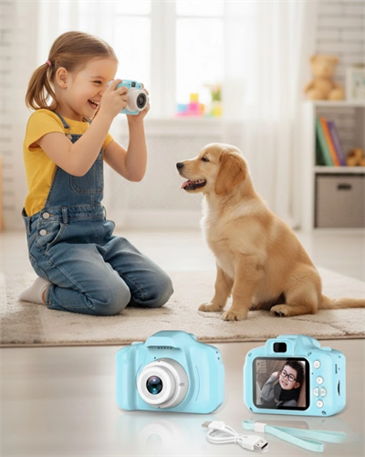 Mavi Kompakt HD Dijital Kamera Video ve Fotoğraf Kayıt Özellikli Taşınabilir Model