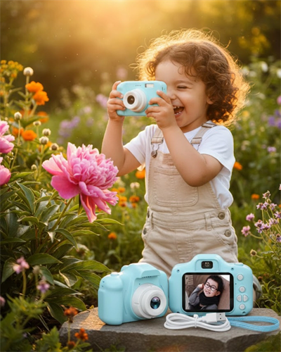 Mavi Kompakt Mini Kamera HD Video ve Fotoğraf Çekim Özellikli Şarjlı Model