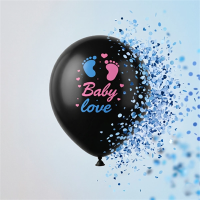 Mavi Konfetili Cinsiyet Balonu