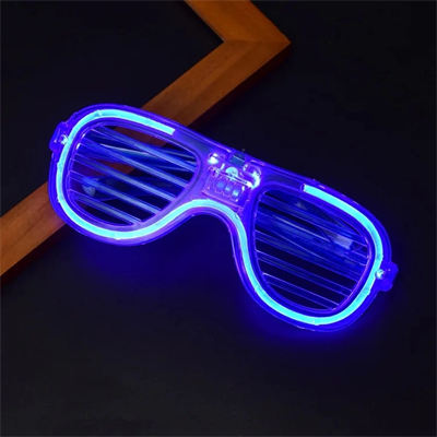 Mavi Led Işıklı Parti Gözlüğü - Neon Glow Şerit Gözlük 3 Modlu