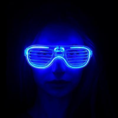 Mavi Led Işıklı Parti Gözlüğü - Neon Glow Şerit Gözlük 3 Modlu (3936)