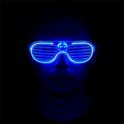 Mavi Led Işıklı Parti Gözlüğü - Neon Glow Şerit Gözlük 3 Modlu