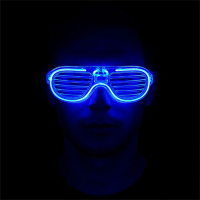 Mavi Led Işıklı Parti Gözlüğü - Neon Glow Şerit Gözlük 3 Modlu