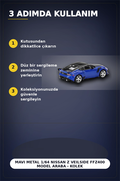 Mavi Metal 1/64 Nissan Z VeilSide FFZ400 Model Araba - Koleksiyonluk Diecast BX-313400