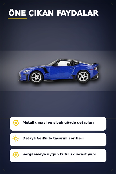 Mavi Metal 1/64 Nissan Z VeilSide FFZ400 Model Araba - Koleksiyonluk Diecast BX-313400