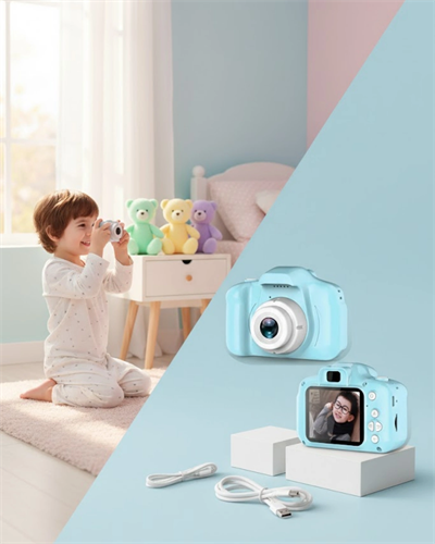 Mavi Mini Dijital Kamera HD Video ve Fotoğraf Çekimli USB Şarjlı Kompakt Kayıt Cihazı