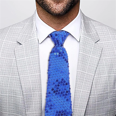 Mavi Pul Payetli Işıltılı Parti Kravatı 33 Cm