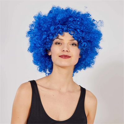 Mavi Renk Kıvırcık Afro Bonus Peruk Bx40