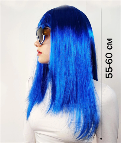 Mavi Renk Uzun Parti Peruğu