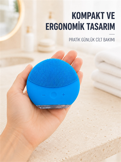 Mavi Silikon Yüz Temizleme Cihazı Su Geçirmez Titreşimli Yüz Bakım Fırçası