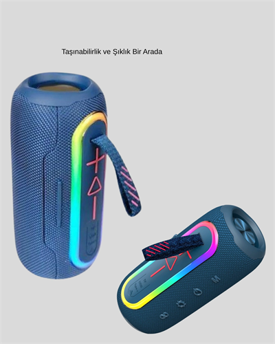 Mavi Taşınabilir Bluetooth Hoparlör Kompakt Tasarım ve Güçlü Ses