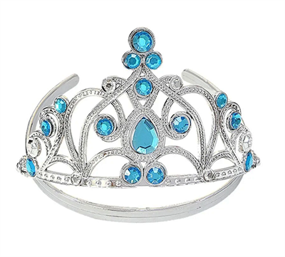 Mavi Taşlı Elsa Çocuk Tacı Prenses Tacı Kraliçe Tacı 16x14 Cm Bx40
