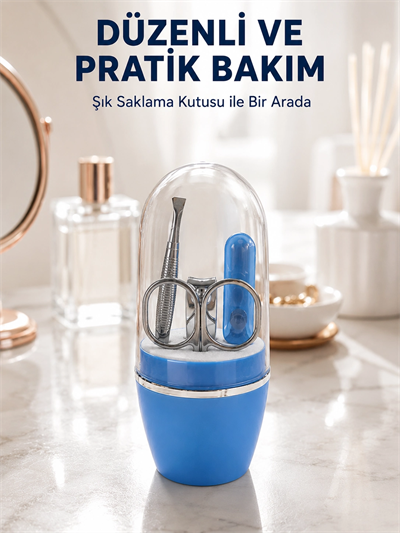 Mavi Tırnak Bakım Seti Çok Amaçlı Manikür Pedikür Kiti
