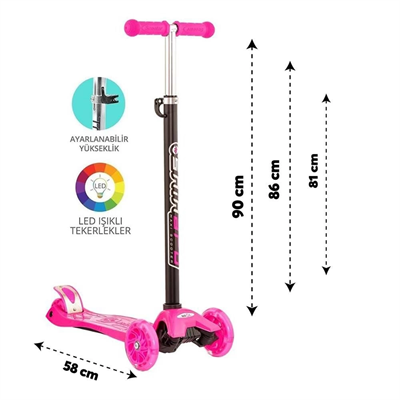 Maxi Twist Işıklı Scooter Pembe - 82244