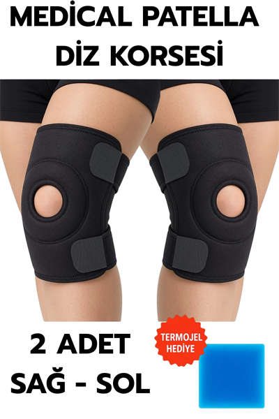 Medical Patella Destekli Diz Korsesi İkili Sağ Sol Çapraz Bağ Menisküs Ağrısı Için Sporcu Dizlik