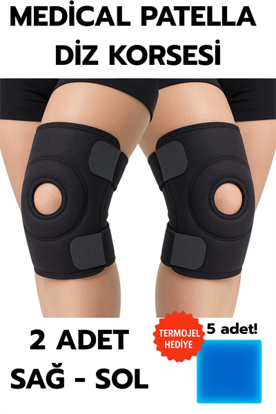 Medical Patella Destekli Diz Korsesi İkili Sağ Sol Çapraz Bağ Menisküs Ağrısı Için Sporcu Dizlik