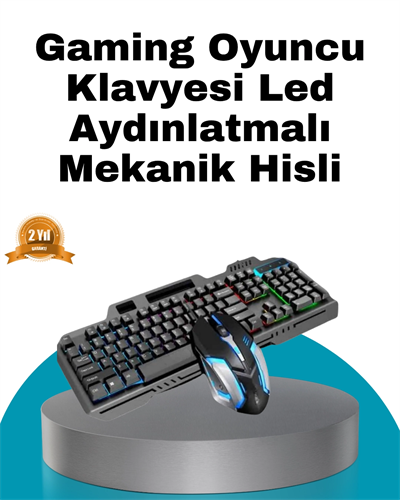 Mekanik Oyuncu Seti – LED Işıklandırma ve Ergonomik Mouse